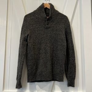 J. Crew 100% Lambs Wool Shawl Collar Marled Grey Sweater Size Medium